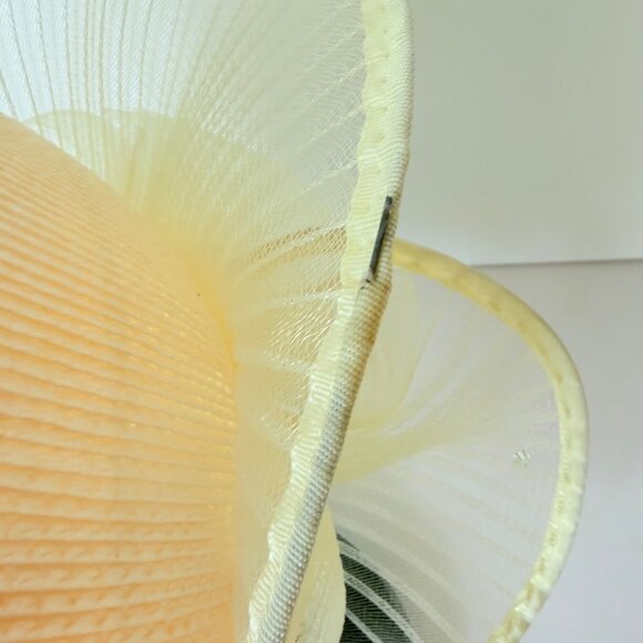 Cream Fascinator Pillbox Hat Organza VTG Church Tea Party Wedding Guest Derby main image 14